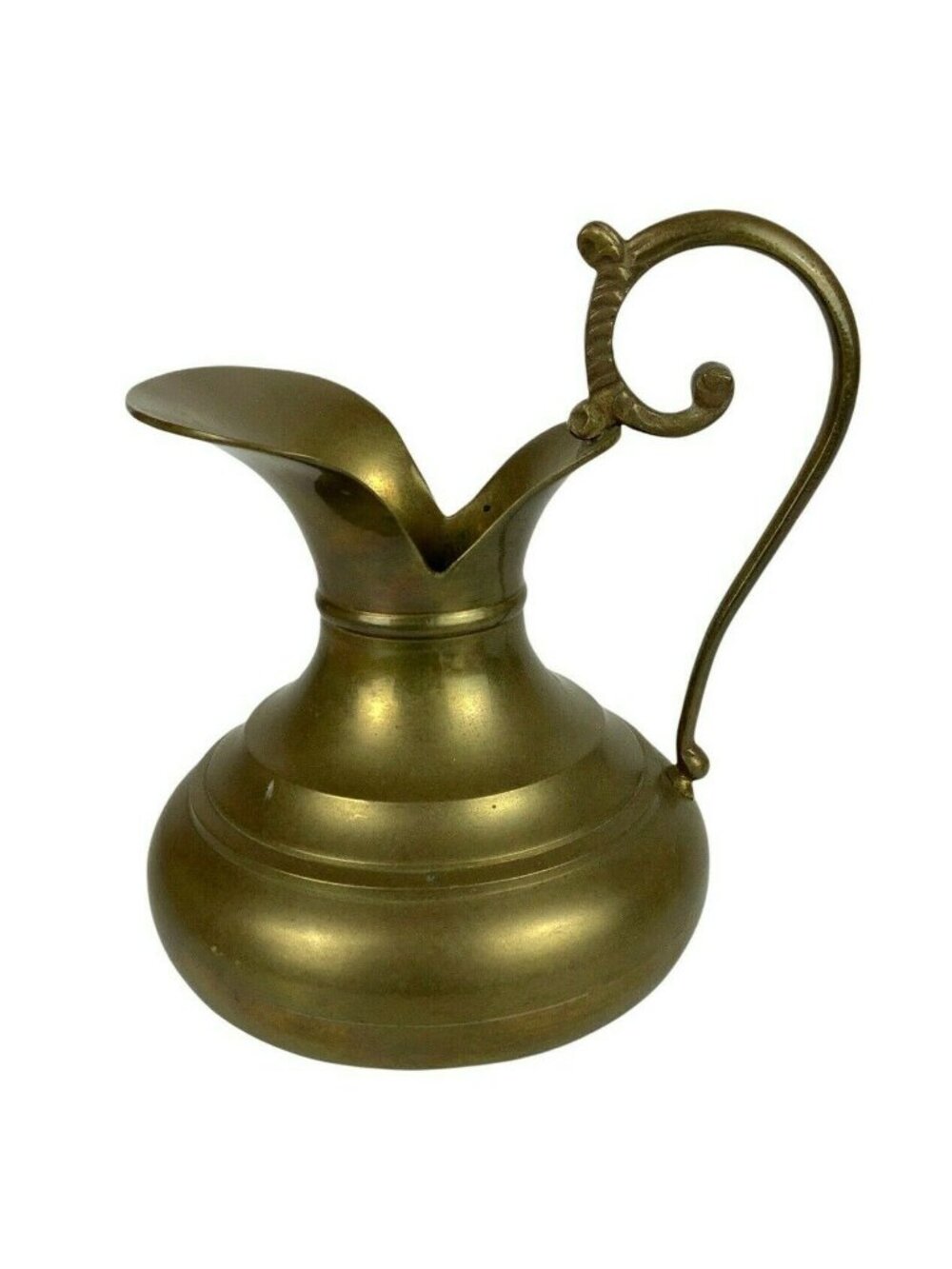 Vintage Ornate Brass Pitcher Ewer With Curved Handle & Pour Spout Decorative
